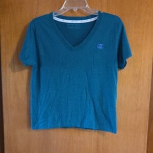 Champion Women's Blue V-Neck Tee
